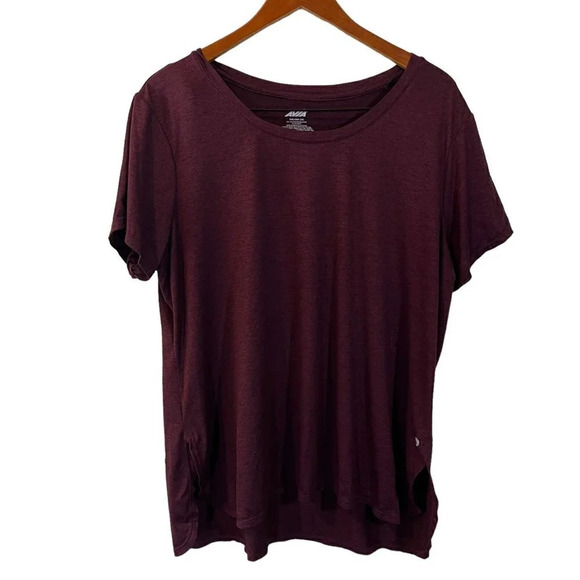 Avia Maroon Short Sleeve Athletic T Shirt Plus Size XXL Round Neckline Pullover - Picture 1 of 5